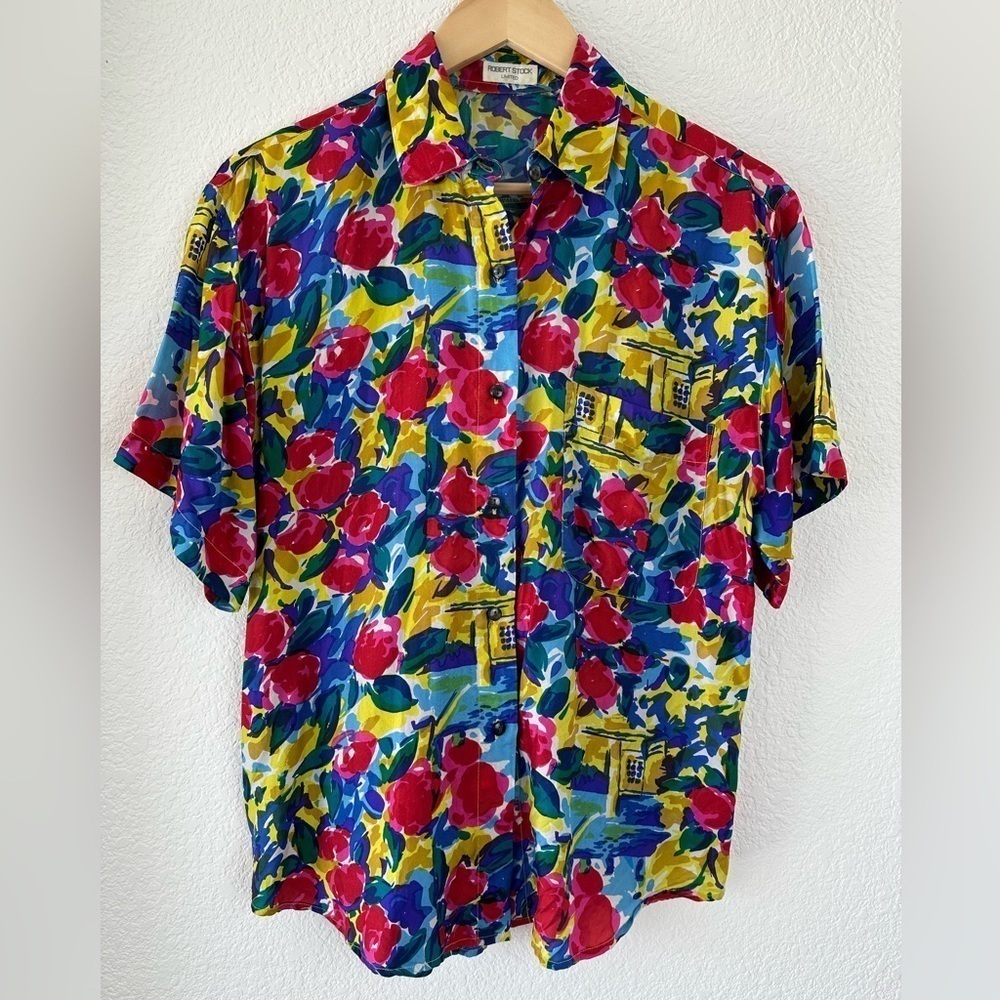 Robert Stock Silk Vintage Floral Top
